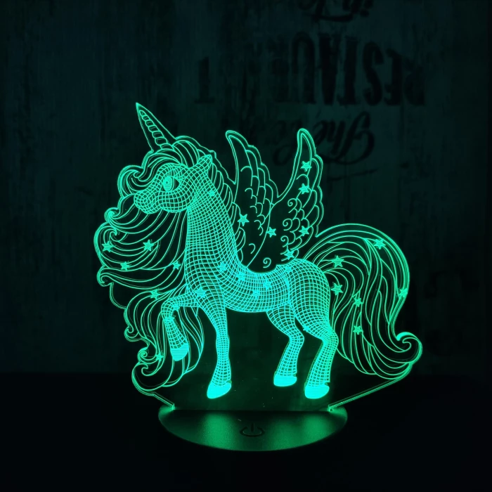 Csillagos pegazus 7 színű 3D led lámpa
