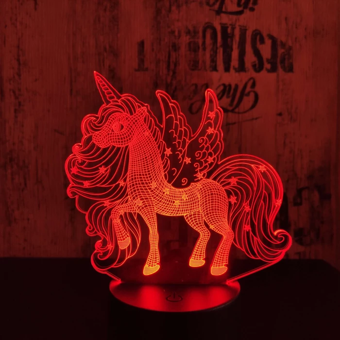 Csillagos pegazus 7 színű 3D led lámpa