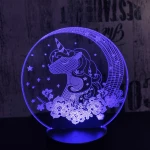 Egyszarvú Csillagos 7 színű 3D led lámpa