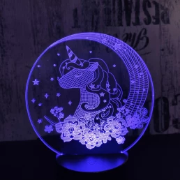 Egyszarvú Csillagos 7 színű 3D led lámpa