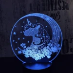 Egyszarvú Csillagos 7 színű 3D led lámpa