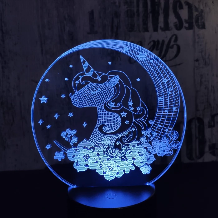Egyszarvú Csillagos 7 színű 3D led lámpa