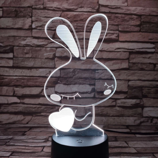 Nyuszi szív 7 színű 3D led lámpa