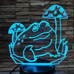 Béka a gomba alatt 7 színű 3D led lámpa
