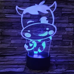 Tehén 2 7 színű 3D led lámpa
