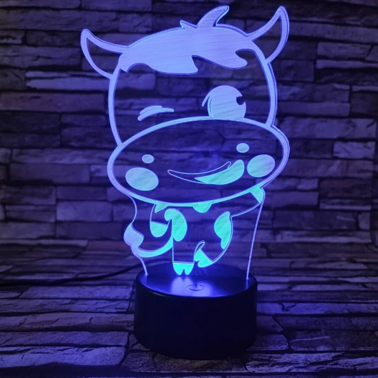 Tehén 2 7 színű 3D led lámpa