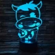 Tehén 2 7 színű 3D led lámpa