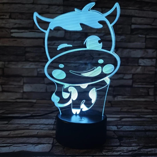 Tehén 2 7 színű 3D led lámpa