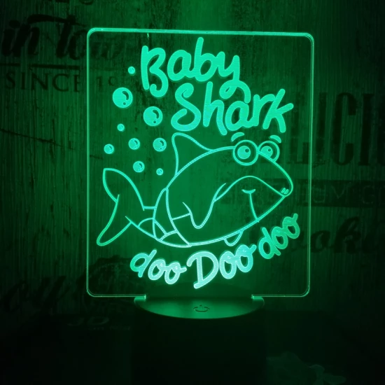 Bébi cápa 7 színű 3D led lámpa