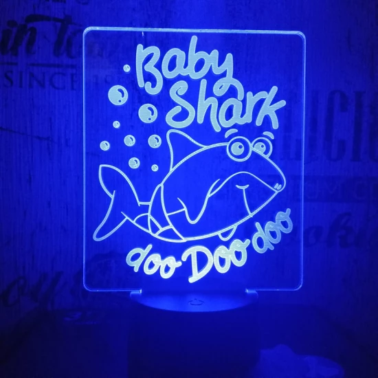 Bébi cápa 7 színű 3D led lámpa