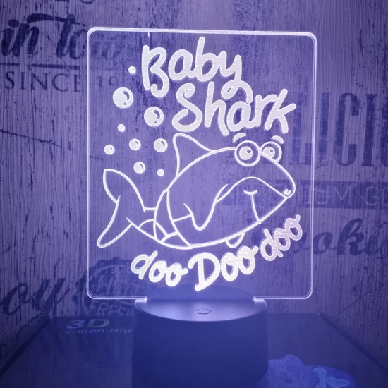 Bébi cápa 7 színű 3D led lámpa