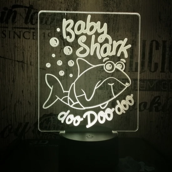 Bébi cápa 7 színű 3D led lámpa