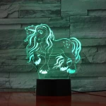 Unikornis Csillagos 7 színű 3D led lámpa