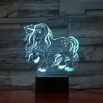 Unikornis Csillagos 7 színű 3D led lámpa