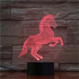 Ágaskodó Unikornis 7 színű 3D led lámpa
