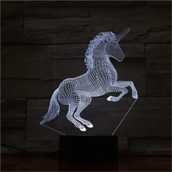 Ágaskodó Unikornis 7 színű 3D led lámpa