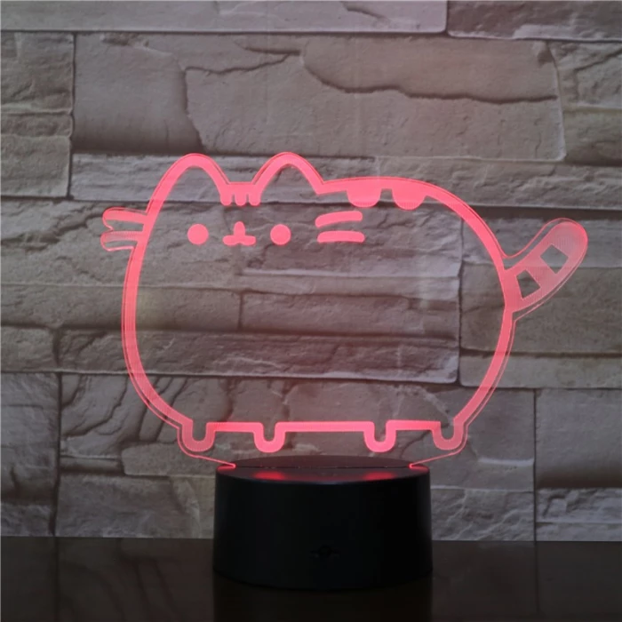 Cica szereti a hasát 7 színű 3D led lámpa