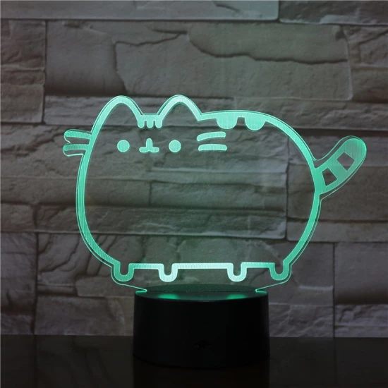 Cica szereti a hasát 7 színű 3D led lámpa