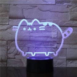 Cica szereti a hasát 7 színű 3D led lámpa
