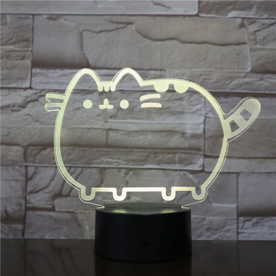 Cica szereti a hasát 7 színű 3D led lámpa