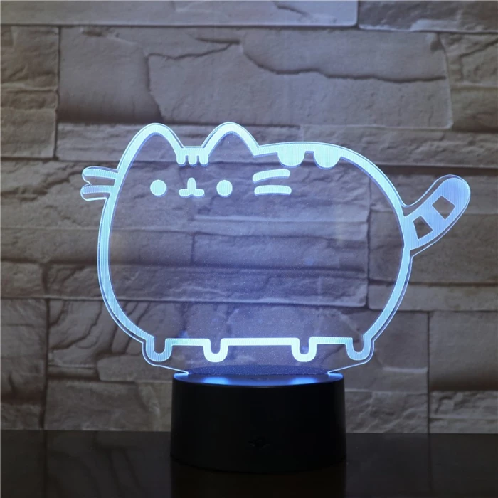 Cica szereti a hasát 7 színű 3D led lámpa