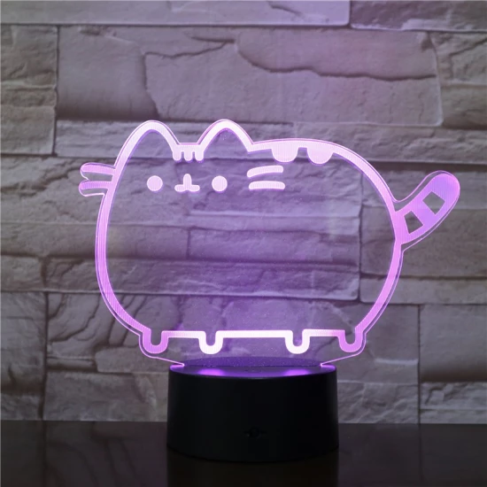 Cica szereti a hasát 7 színű 3D led lámpa