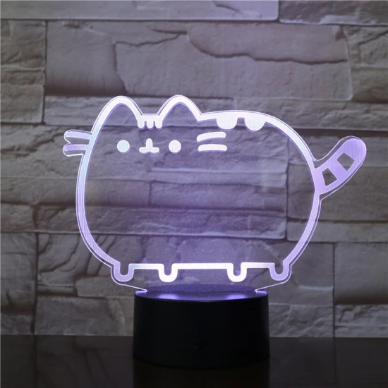 Cica szereti a hasát 7 színű 3D led lámpa