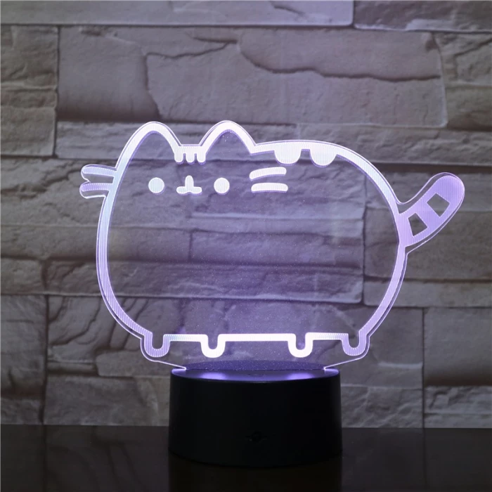 Cica szereti a hasát 7 színű 3D led lámpa