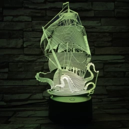 Hajó Kraken 3D led lámpa
