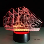 Vitorlás Hajó 7 színű 3D led lámpa