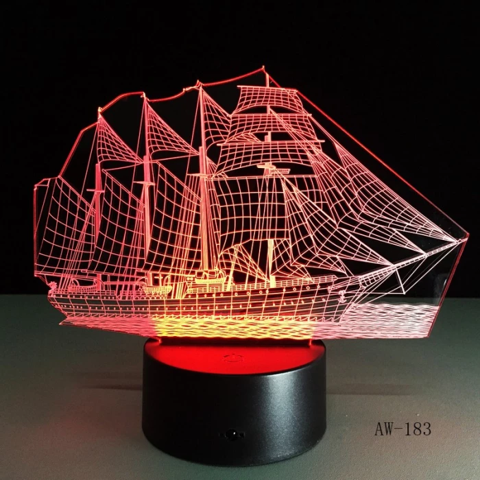 Vitorlás Hajó 7 színű 3D led lámpa