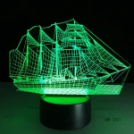 Vitorlás Hajó 7 színű 3D led lámpa