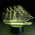 Vitorlás Hajó 7 színű 3D led lámpa