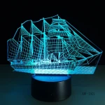 Vitorlás Hajó 7 színű 3D led lámpa