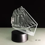 Vitorlás Hajó 7 színű 3D led lámpa