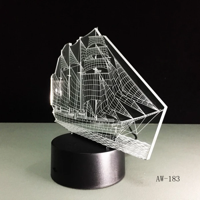 Vitorlás Hajó 7 színű 3D led lámpa