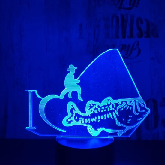 Horgász nagy hal 7 színű 3D led lámpa