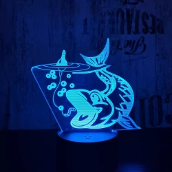 Nagy hal  7 színű 3D led lámpa