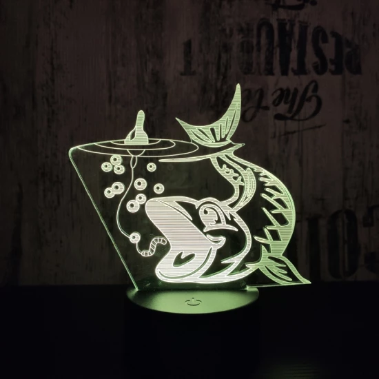 Nagy hal  7 színű 3D led lámpa