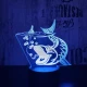 Nagy hal  7 színű 3D led lámpa