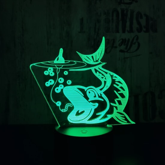 Nagy hal  7 színű 3D led lámpa