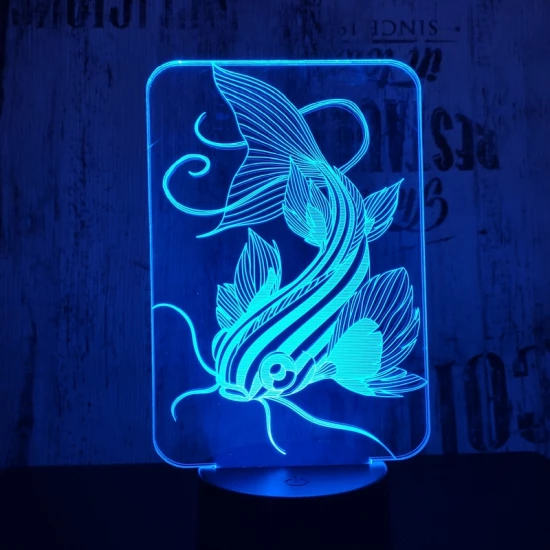 Harcsa 7 színű 3D led lámpa