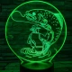 Horgász a kifogott hallal 7 színű 3D led lámpa