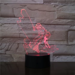 Horgász 7 színű 3D led lámpa