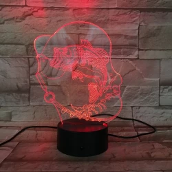 Horgász 7 színű 3D led lámpa