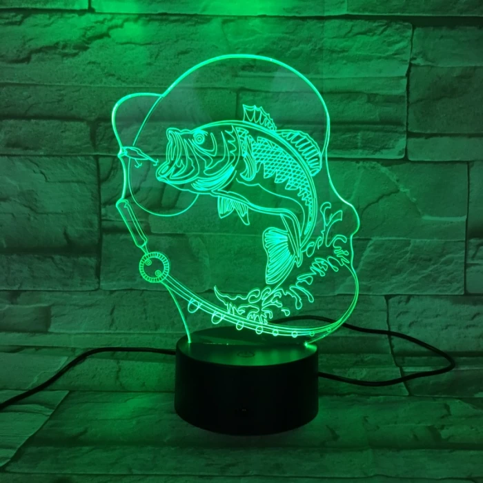 Horgász 7 színű 3D led lámpa