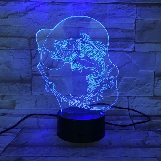 Horgász 7 színű 3D led lámpa