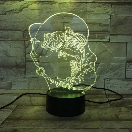 Horgász 7 színű 3D led lámpa