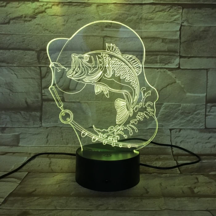 Horgász 7 színű 3D led lámpa