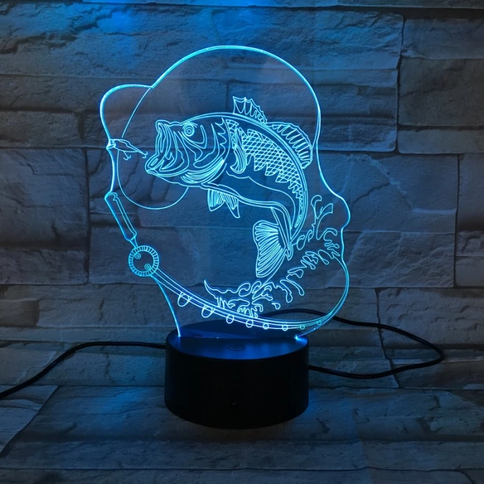 Horgász 7 színű 3D led lámpa